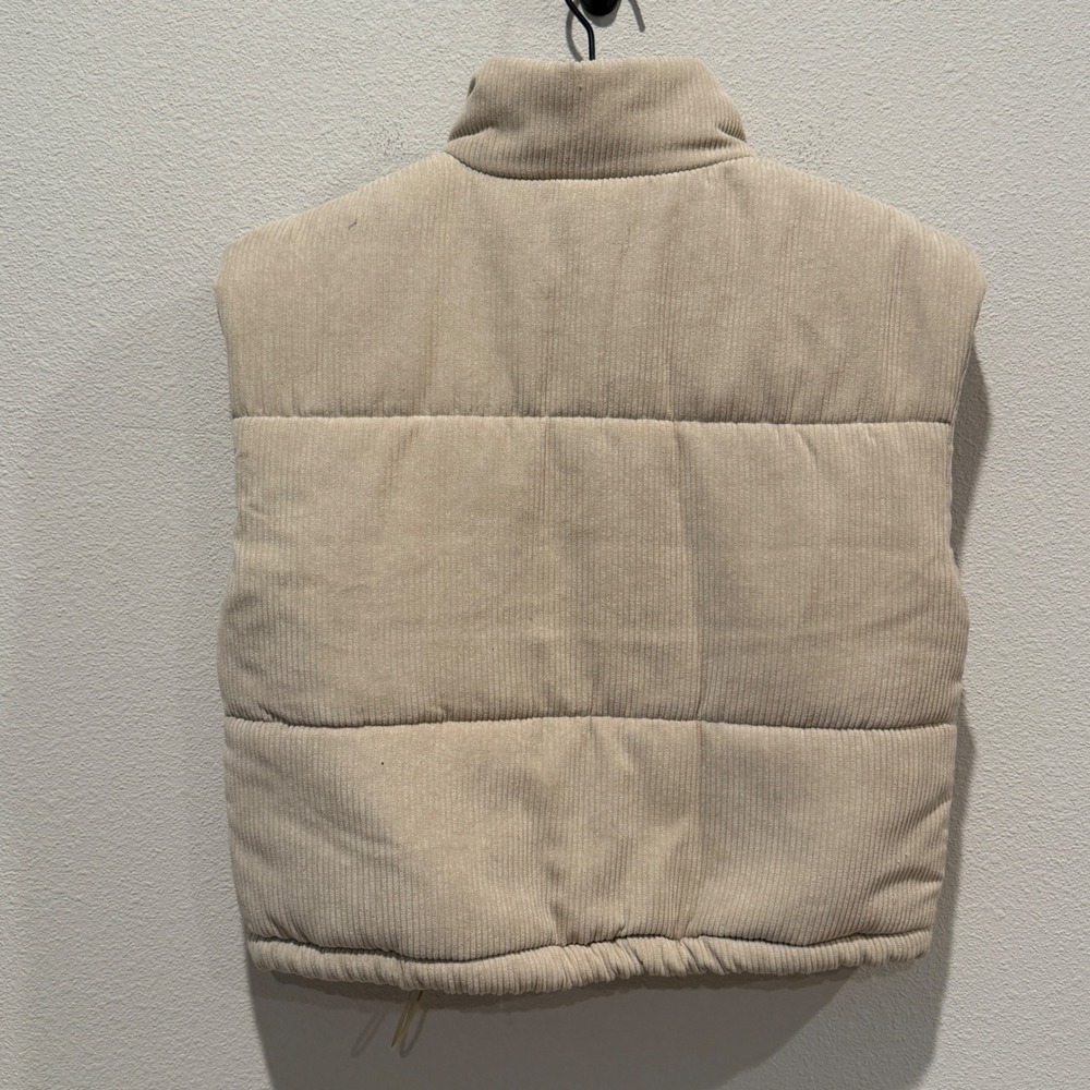 SAY WHAT Women Puffer Vest Size M Corduroy Tan Quilted Gorpcore Streetwear New - Picture 4 of 9